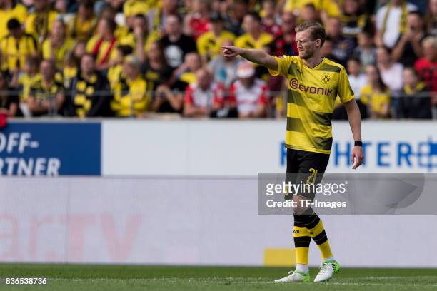 Andre Schuerrle of Dortmund gestures during the preseason friendly match between Rot-Weiss Essen and Borussia Dortmund at Stadion Essen on July 11,...