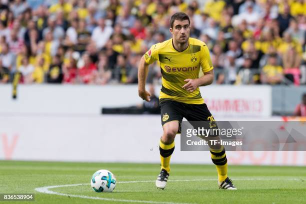Sokratis of Dortmund controls the ball during the preseason friendly match between Rot-Weiss Essen and Borussia Dortmund at Stadion Essen on July 11,...