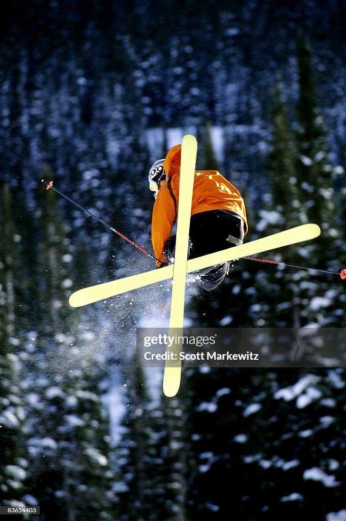 Skiing terrain park at Snowbird