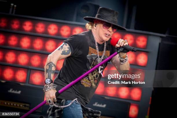 Axl Rose of Guns N' Roses performs onstage during the 'Not In This Lifetime' Tour at TD Place Stadium on August 21, 2017 in Ottawa, Canada.