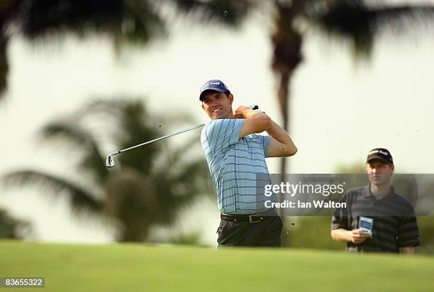 Padraig Harrington of Ireland in action during the Peo-Am of the Barclays Singapore Open at Sentosa Golf Club on November 12, 2008 in Singapore.