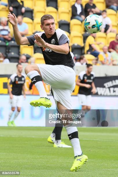 Damian Roßbach of Sandhausen in action during the Second Bundesliga match between Dynamo Dresden and SV Sandhausen at DDV-Stadion on August 19, 2017...