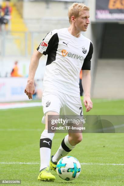 Philipp Klingmann of Sandhausen in action during the Second Bundesliga match between Dynamo Dresden and SV Sandhausen at DDV-Stadion on August 19,...