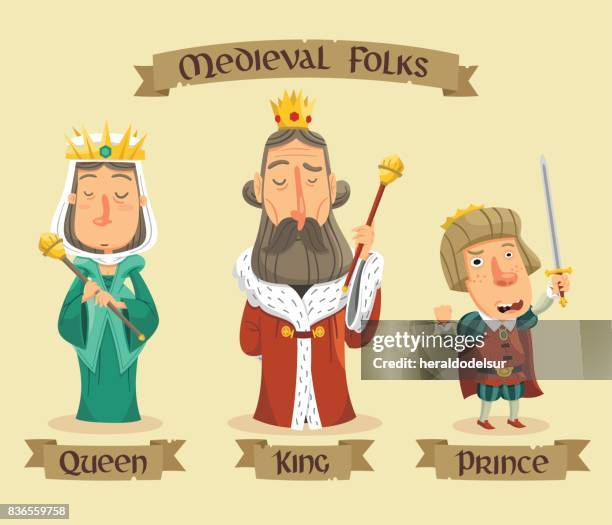 mittelalterliche figuren set - royal commission stock-grafiken, -clipart, -cartoons und -symbole