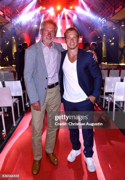 Paul Breitner and Fabian Hambuechen attend the Sport Bild Award at the Fischauktionshalle on August 21, 2017 in Hamburg, Germany.
