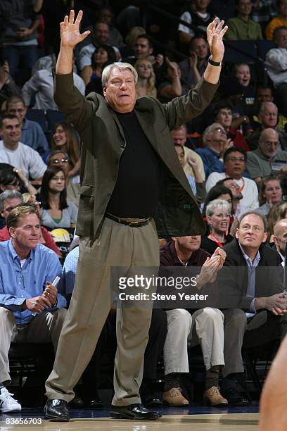 Don Nelson of the Golden State Warriors reacts in over time against the Minnesota Timberwolves on November 11, 2008 at Oracle Arena in Oakland,...
