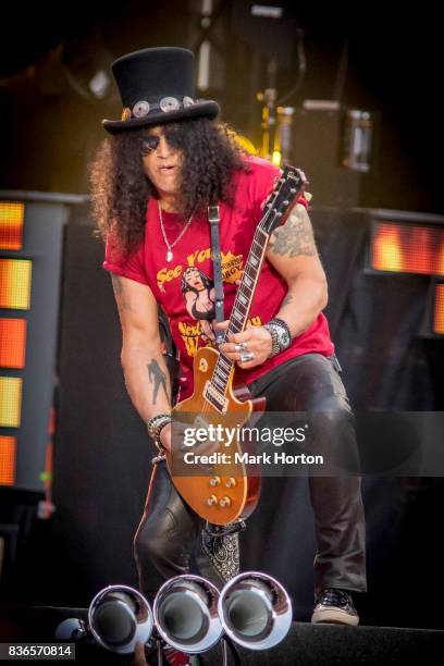 Slash of Guns N' Roses performs onstage during the 'Not In This Lifetime' Tour at TD Place Stadium on August 21, 2017 in Ottawa, Canada.