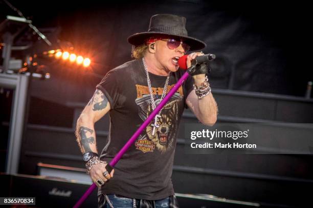 Axl Rose of Guns N' Roses performs onstage during the 'Not In This Lifetime' Tour at TD Place Stadium on August 21, 2017 in Ottawa, Canada.