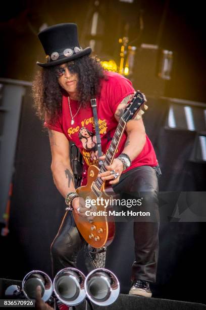 Slash of Guns N' Roses performs onstage during the 'Not In This Lifetime' Tour at TD Place Stadium on August 21, 2017 in Ottawa, Canada.