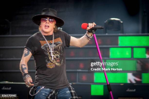 Axl Rose of Guns N' Roses performs onstage during the 'Not In This Lifetime' Tour at TD Place Stadium on August 21, 2017 in Ottawa, Canada.