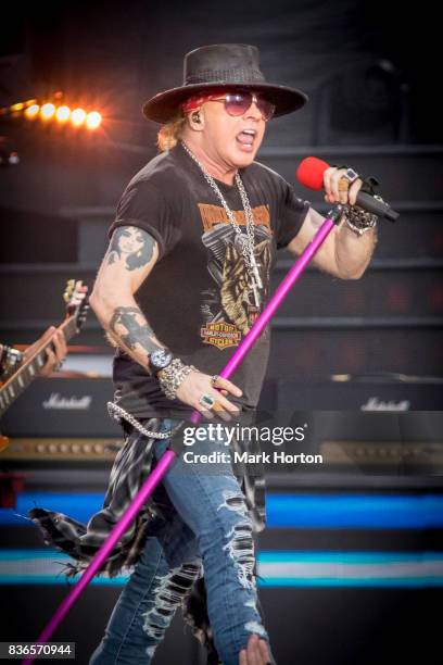 Axl Rose of Guns N' Roses performs onstage during the 'Not In This Lifetime' Tour at TD Place Stadium on August 21, 2017 in Ottawa, Canada.