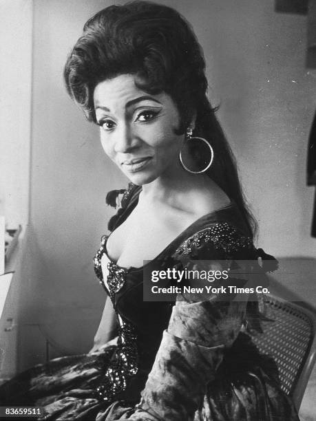 American mezzo-soprano Grace Bumbry in costume, 1967. In 1961 she became the first black singer to perform at the Wagner festival at Bayreuth.