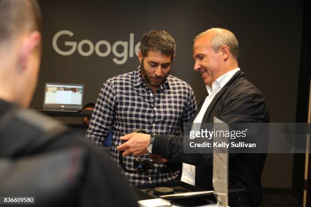 Surface Magazine CEO Marc Lotenberg chats with an event guest at Google Launchpad on August 21, 2017 in San Francisco, California.