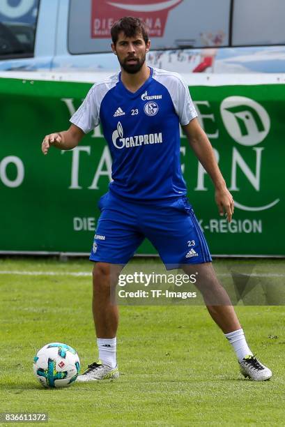 Coke of Schalke controls the ball during the Training Camp of FC Schalke 04 on July 27, 2017 in Mittersill, Austria.