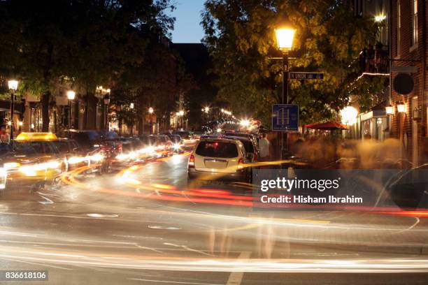 king street the heart of old town in alexandria at night, alexandria, virginia - alexandria virginia stockfoto's en -beelden