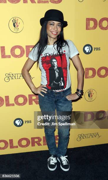 Poet Caridad De la Luz attends the "Dolores" New York premiere at The Metrograph on August 21, 2017 in New York City.