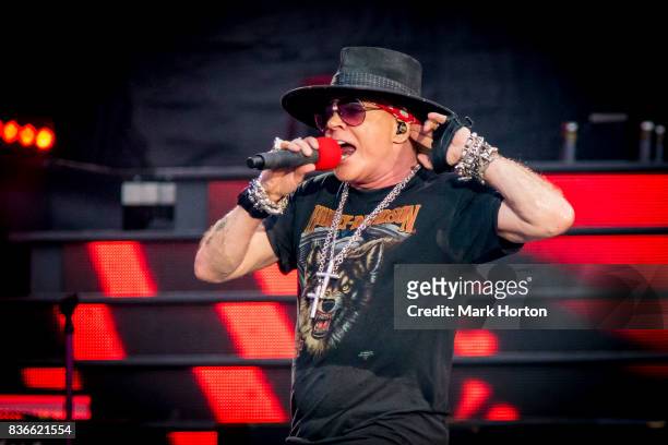 Axl Rose of Guns N' Roses performs onstage during the 'Not In This Lifetime' Tour at TD Place Stadium on August 21, 2017 in Ottawa, Canada.