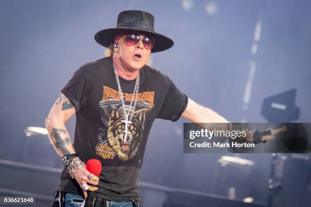 Axl Rose of Guns N' Roses performs onstage during the 'Not In This Lifetime' Tour at TD Place Stadium on August 21, 2017 in Ottawa, Canada.