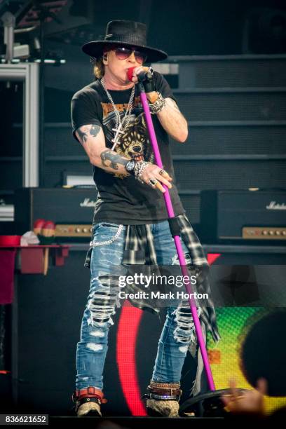 Axl Rose of Guns N' Roses performs onstage during the 'Not In This Lifetime' Tour at TD Place Stadium on August 21, 2017 in Ottawa, Canada.