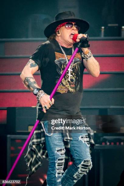 Axl Rose of Guns N' Roses performs onstage during the 'Not In This Lifetime' Tour at TD Place Stadium on August 21, 2017 in Ottawa, Canada.