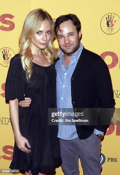 Danny Strong and Caitlin Mehner attend the "Dolores" New York premiere at The Metrograph on August 21, 2017 in New York City.