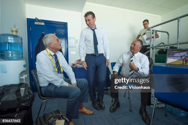 Former England Captains and current Sky Sports commentators Bob Willis, Michael Atherton and Ian Botham during day two of the 1st Investec test match...