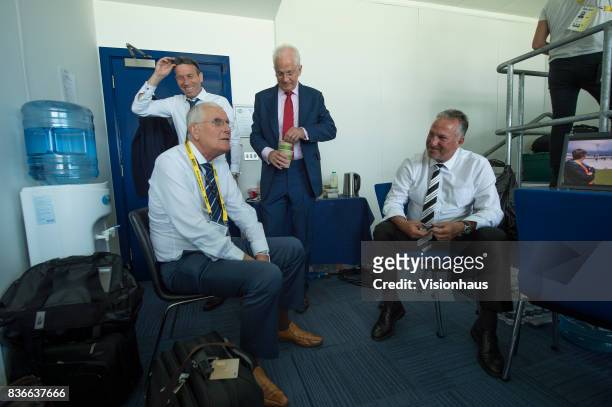 Former England Captains and current Sky Sports commentators Michael Atherton, Bob Willis, David Gower and Ian Botham during day two of the 1st...