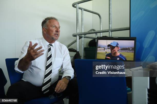 Former England Captain and current Sky Sports commentator Ian Botham during day two of the 1st Investec test match between England and West Indies at...