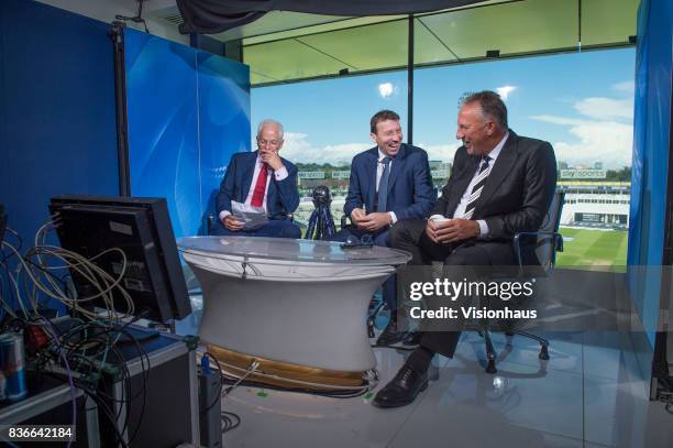 Former England Captains and current Sky Sports commentators David Gower, Michael Atherton and Ian Botham during day two tof he 1st Investec test...