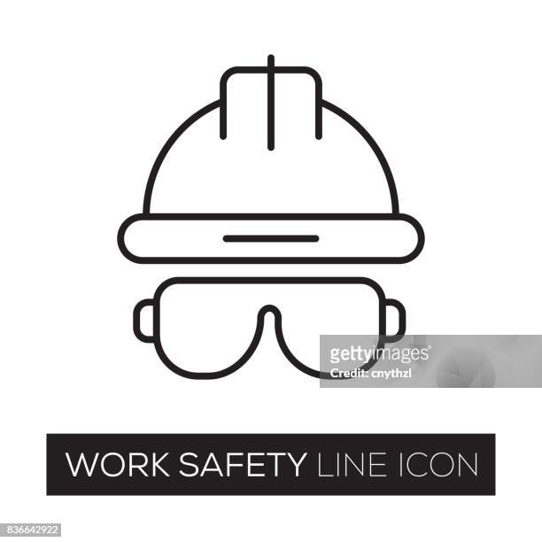 work safety line icon - helmet stock illustrations
