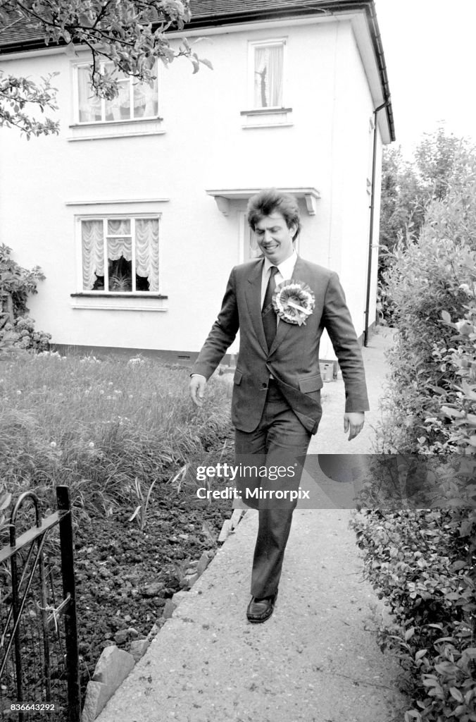 Tony Blair May 1982, of the Labour Party during canvassing for the