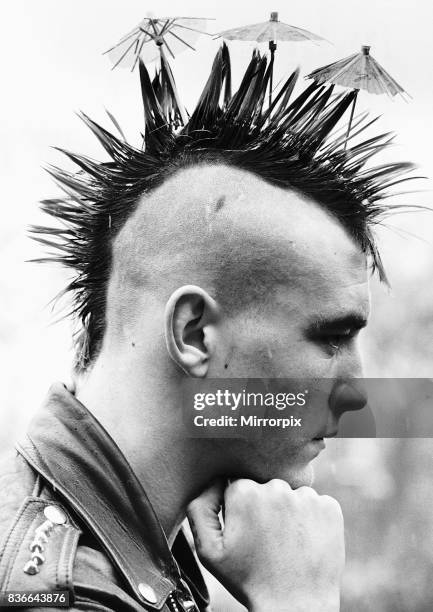 Mike The Spike Lang 17 from Prudhoe Northumberland works as a temporary labourer on a building site but hopes his Red Indian style Mohican haricut...