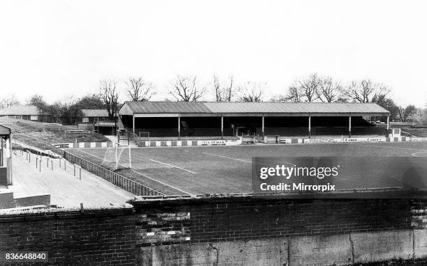 Spotland Stadium, home of Rochdale Football Club. 13th May 1985.