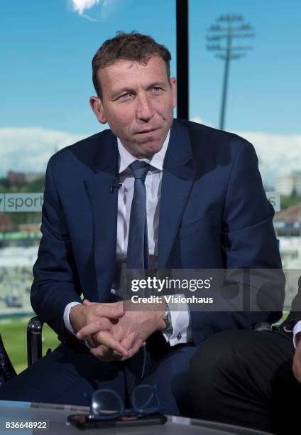 Former England captain and current Sky Sports commentator Michael Atherton during day two of the 1st Investec test match between England and West...