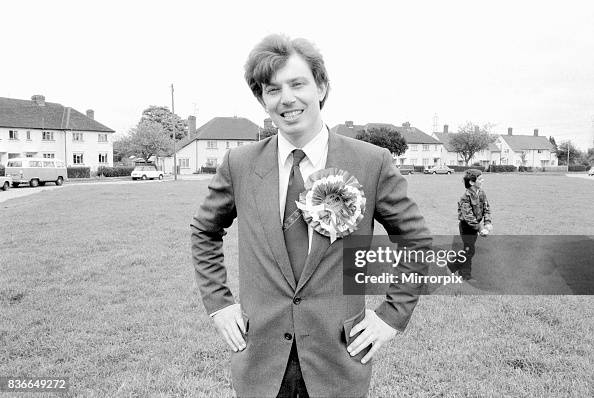 Tony Blair May 1982, of the Labour Party during canvassing for the