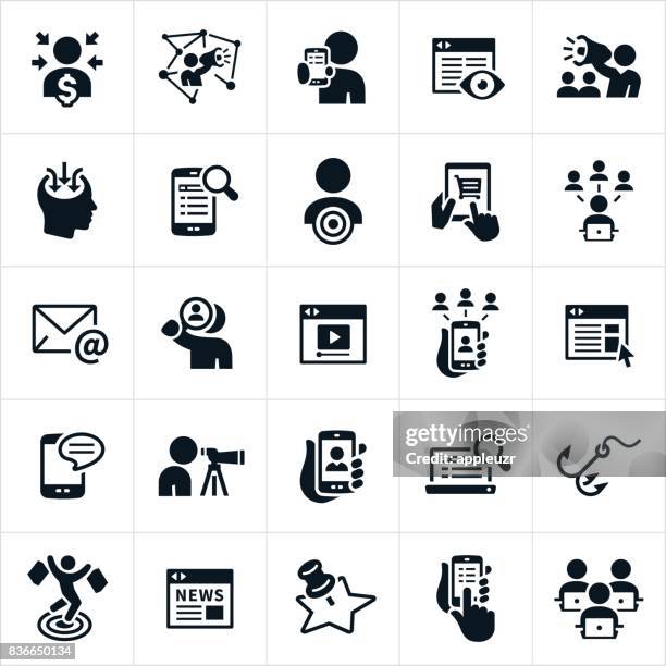 digitale marketing ikonen - advertising icons stock-grafiken, -clipart, -cartoons und -symbole