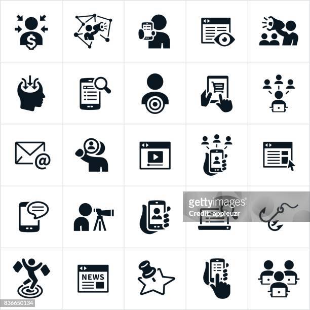 digital marketing icons - searching stock illustrations