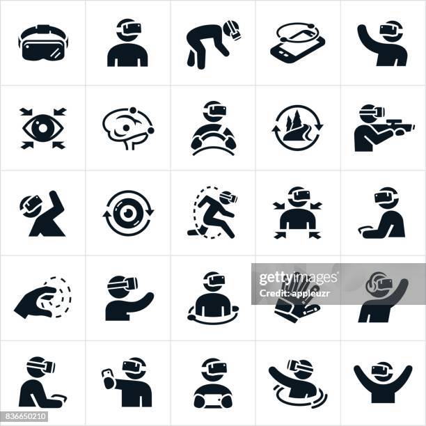 virtual reality icons - virtual reality stock illustrations