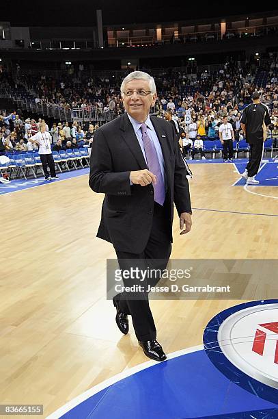 Commissioner David Stern walks on the court before the game between the Washington Wizards and the New Orleans Hornets at the 2008 NBA Europe Live...