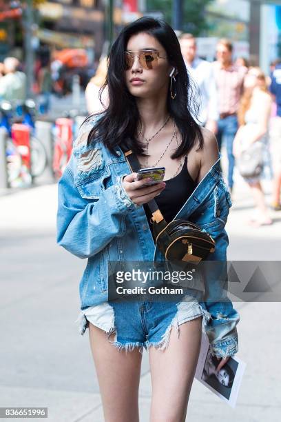 Model Ming Xi attends call backs for the 2017 Victoria's Secret Fashion Show in Midtown on August 21, 2017 in New York City.