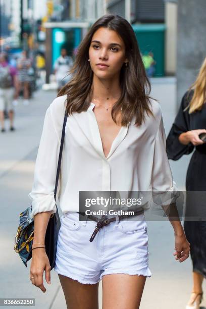 Model Pauline Hoarau attends call backs for the 2017 Victoria's Secret Fashion Show in Midtown on August 21, 2017 in New York City.