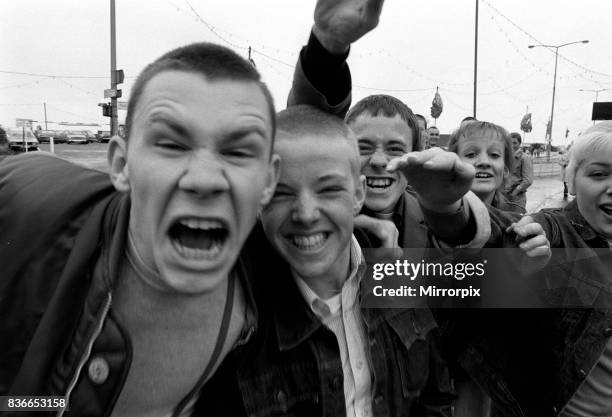 Skinheads in Southend giving Nazi salute 1981.