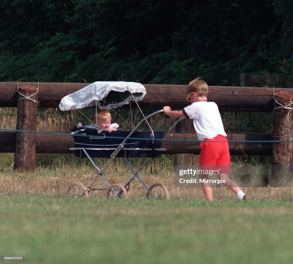 Prince William pushing pram