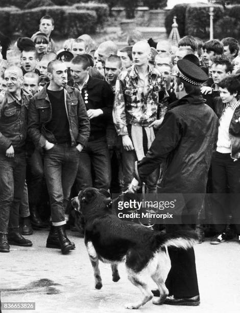 Teenage Disturbances Skinheads on the rampage in Southend beford being arrested and sent back to London, 13th April 1982.