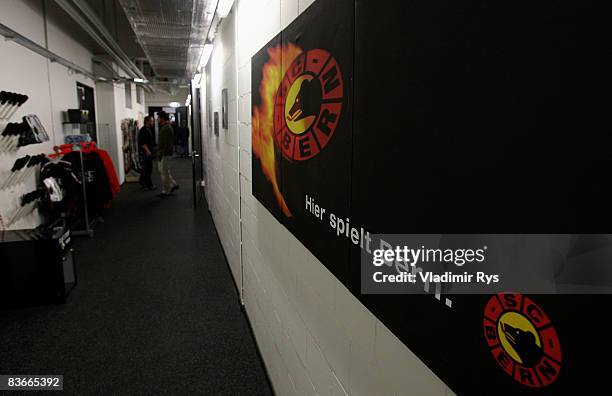 An aisle is seen during the IIHF Champions Hockey League game between SC Bern and HV71 Jonkoping at the PostFinance-Arena on November 12, 2008 in...