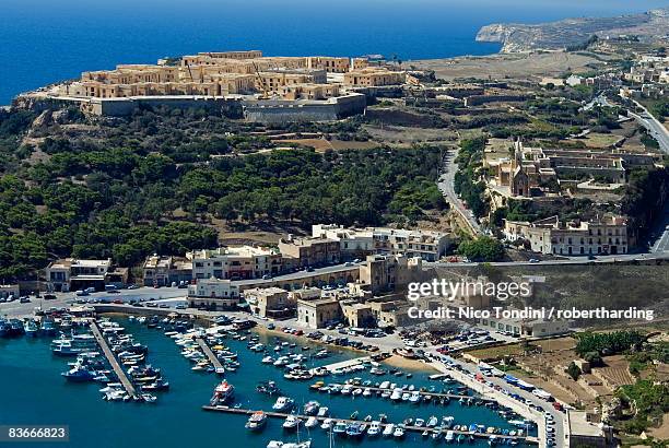 aerial view of mgarr, gozo island, malta, mediterranean, europe - island of gozo mgarr stock pictures, royalty-free photos & images
