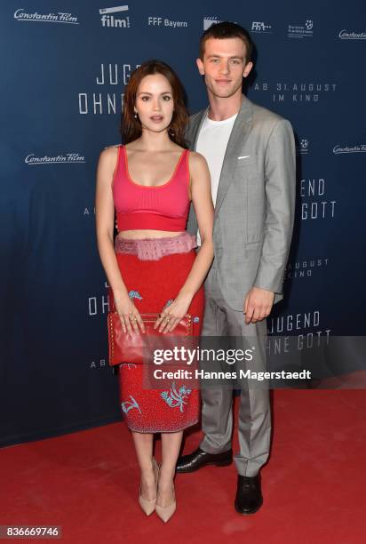 Emilia Schuele and Jannis Niewoehner during the 'Jugend ohne Gott' premiere at Mathaeser Filmpalast on August 21, 2017 in Munich, Germany.