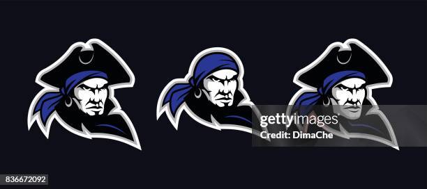 pirate head mascot - pirate criminal stock illustrations