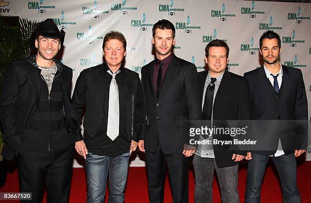 David Pichette, Dale Wallace, Brad Mates, Danick Dupelle, and Mike Melancon of ?Emerson Drive? attends the 42nd Annual CMA Awards at the Sommet...