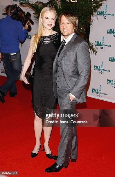 Actress Nicole Kidman and musician Keith Urban attend the 42nd Annual CMA Awards at the Sommet Center on November 12, 2008 in Nashville, Tennessee.